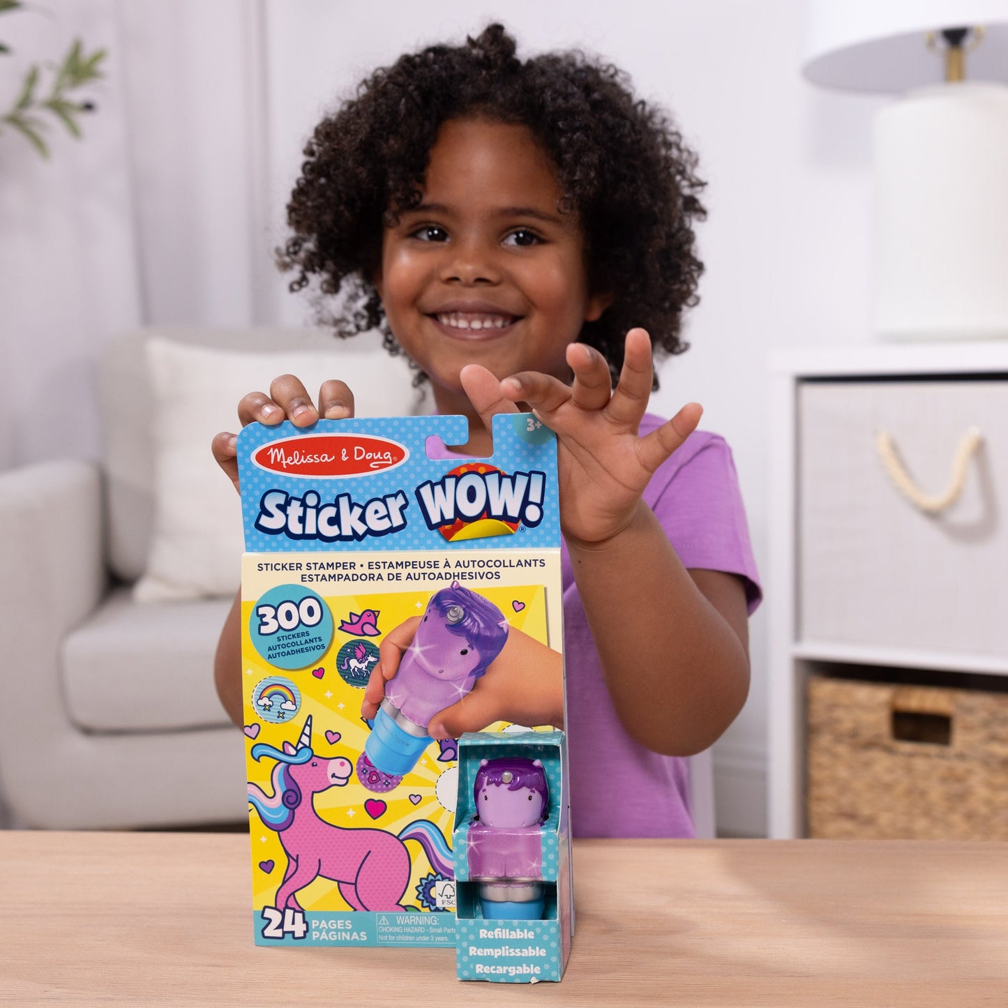 Sticker WOW!™ Purple Unicorn Bundle: Activity Pad & Sticker Stamper + Mini Activity Pad and 200 Refill Stickers