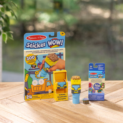 Sticker WOW!™ Bulldozer Bundle: Activity Pad & Sticker Stamper + Mini Activity Pad and 200 Refill Stickers