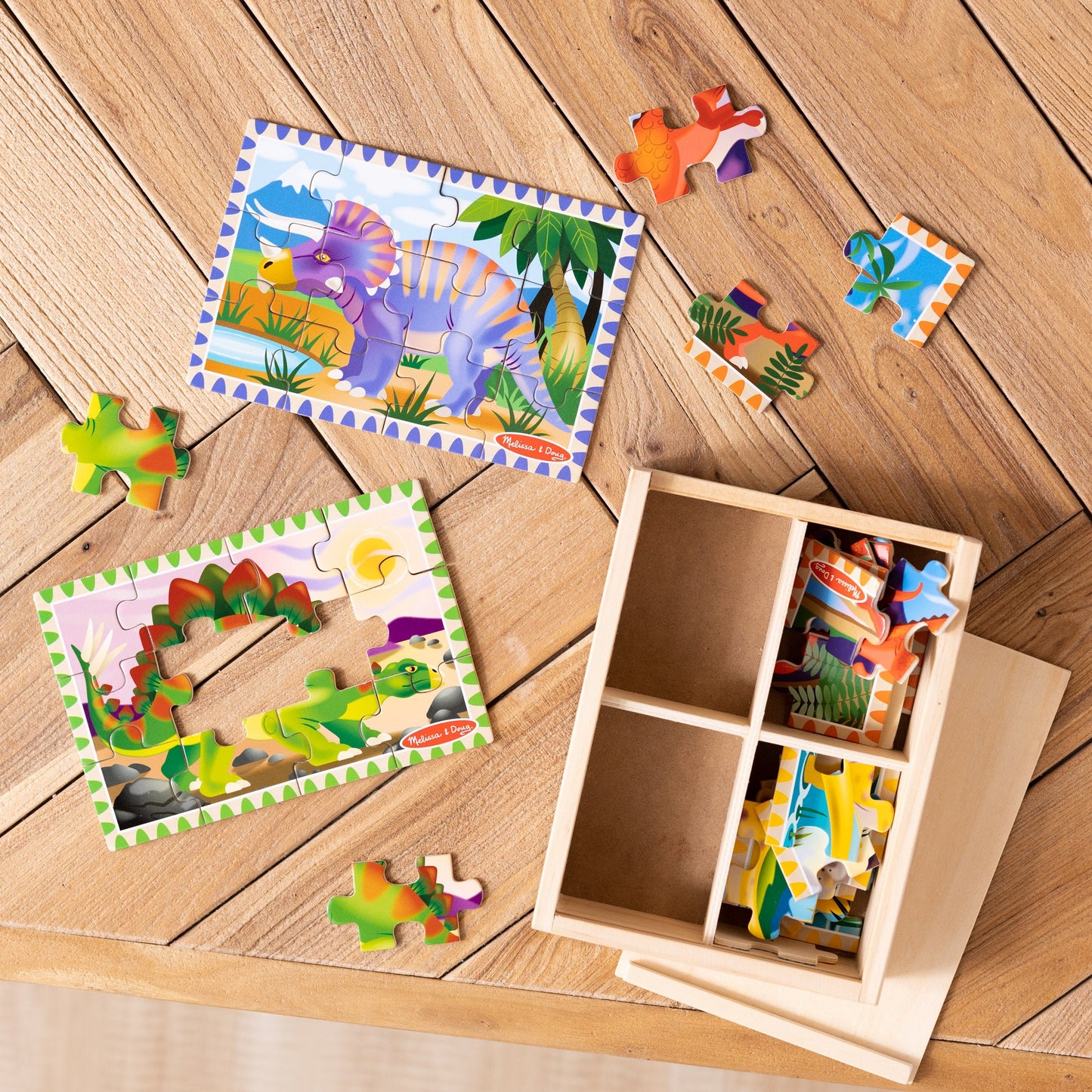 Wooden Jigsaw Puzzles in a Box - Dinosaurs
