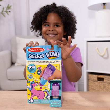 Sticker WOW!™ Purple Unicorn Bundle: Activity Pad & Sticker Stamper + Mini Activity Pad and 200 Refill Stickers